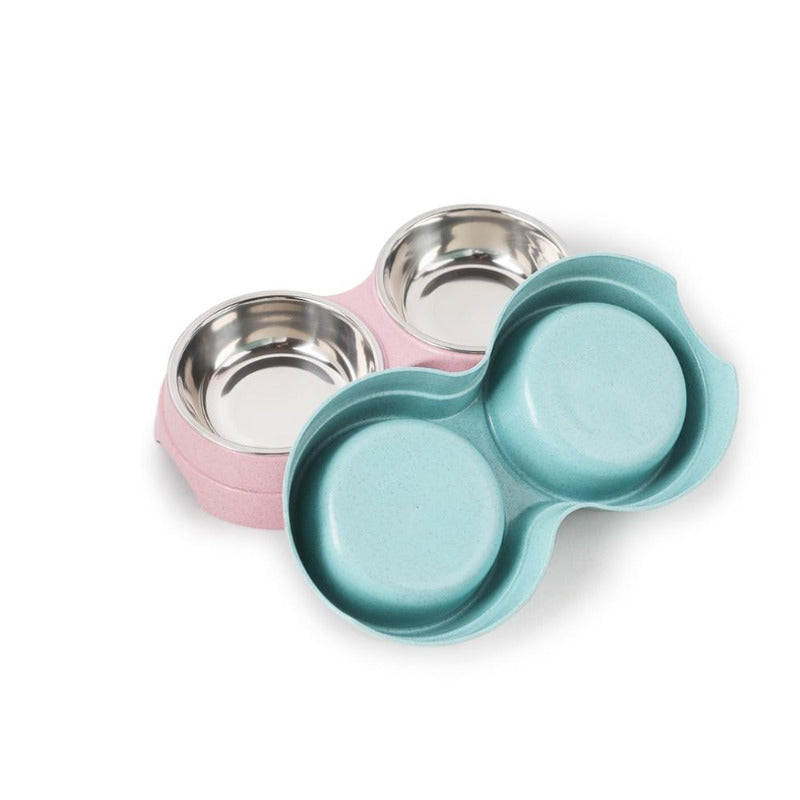 Double Pet Bowls Dog Food Water Feeder Stainless Steel Pet Drinking Dish Feeder Cat Puppy Feeding Supplies Small Dog Accessories