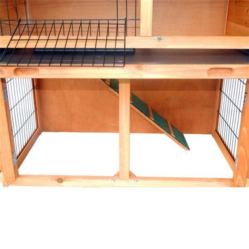 40" Triangle Roof Waterproof Wooden Rabbit Hutch A-Frame Pet Cage Wood Small House Chicken Coop Natu US Warehouse