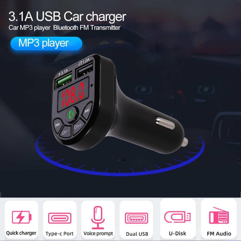 VR robot FM Transmitter Bluetooth Car MP3 Audio Player Handsfree Car Kit 5V 3.1A Dual USB Charger 12-24V TF U Disk Music Player
