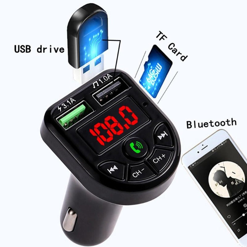 VR robot FM Transmitter Bluetooth Car MP3 Audio Player Handsfree Car Kit 5V 3.1A Dual USB Charger 12-24V TF U Disk Music Player