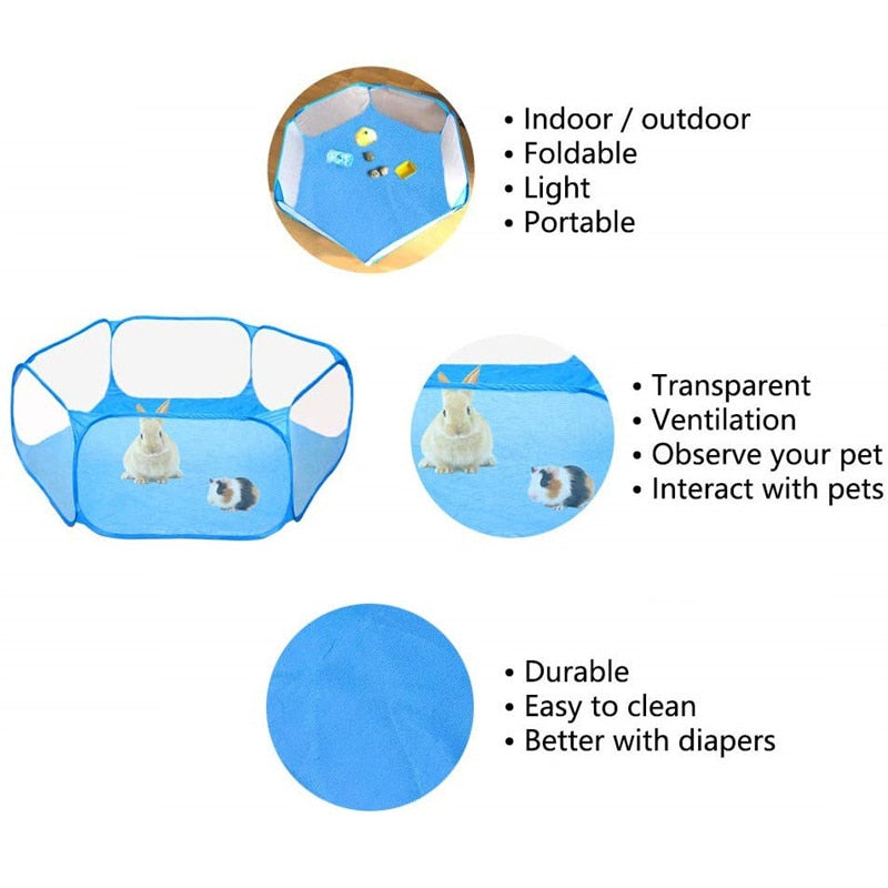 Portable Small Pet Cage Transparent Hedgehog Hamster Cage Tent Pet Playpen Folding Yard Fence For Dog Cat Rabbit Guinea 