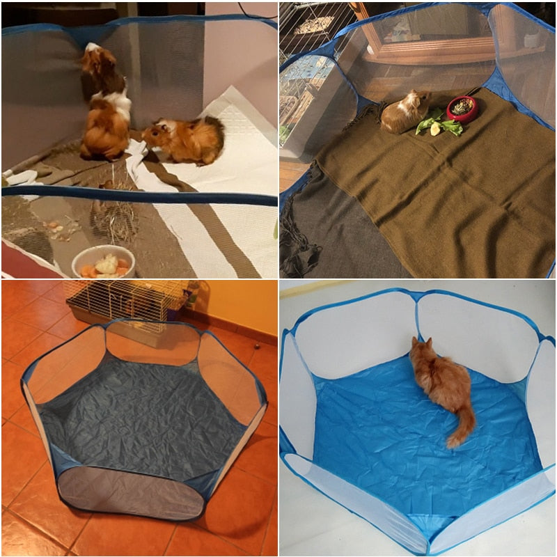 Portable Small Pet Cage Transparent Hedgehog Hamster Cage Tent Pet Playpen Folding Yard Fence For Dog Cat Rabbit Guinea