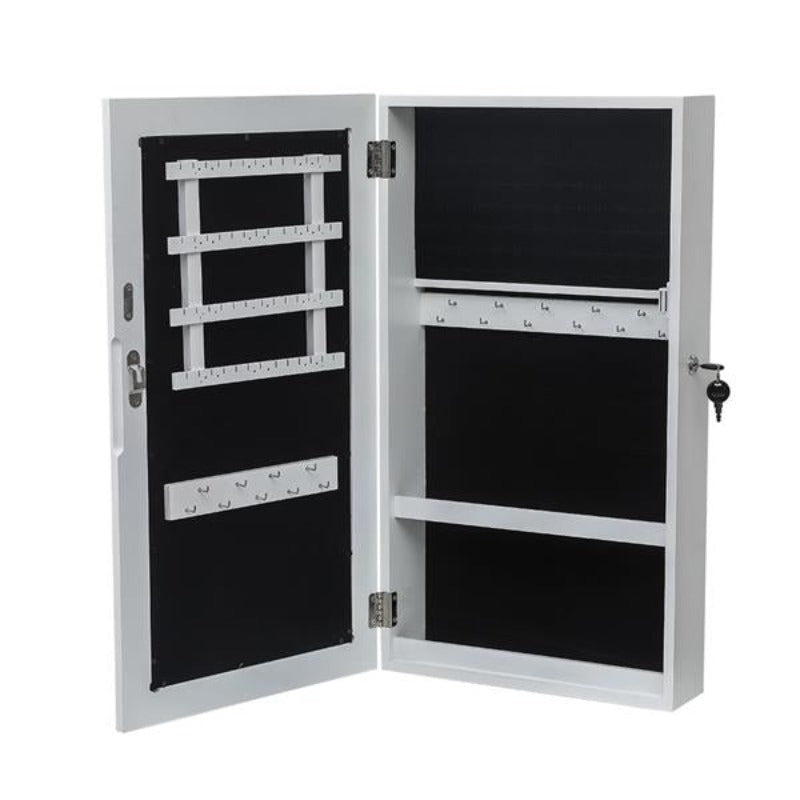 Jewelry Cabinet Armoire with Mirror Wall-Mounted Space Saving Jewelry Storage Organizer Hanging Wall Mirror Jewelry Storage Whi