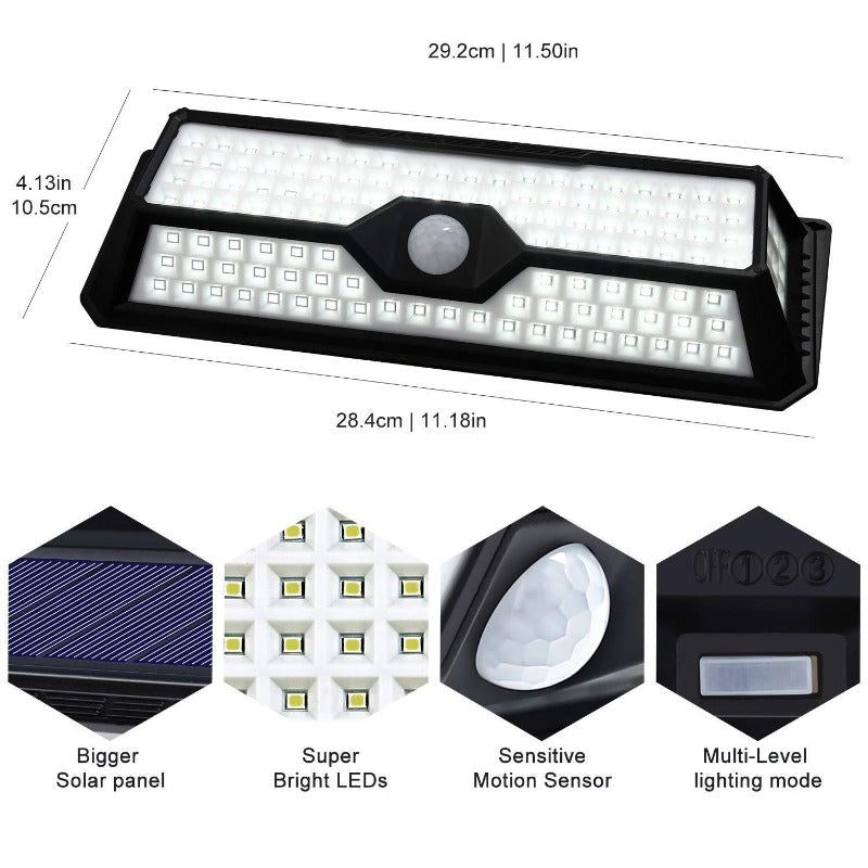 Outdoor Solar Wall Lights Motion Sensor Detector Security Night Light IP65 Waterproof Garden Lighting for Fence Deck Yard