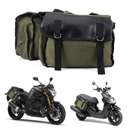 Motorcycle Canvas SaddleBag Bike Back Pack Luggage Panniers Box Tools Bag For Honda Shadow 750 Kawasaki Vulcan 500 Suzuki