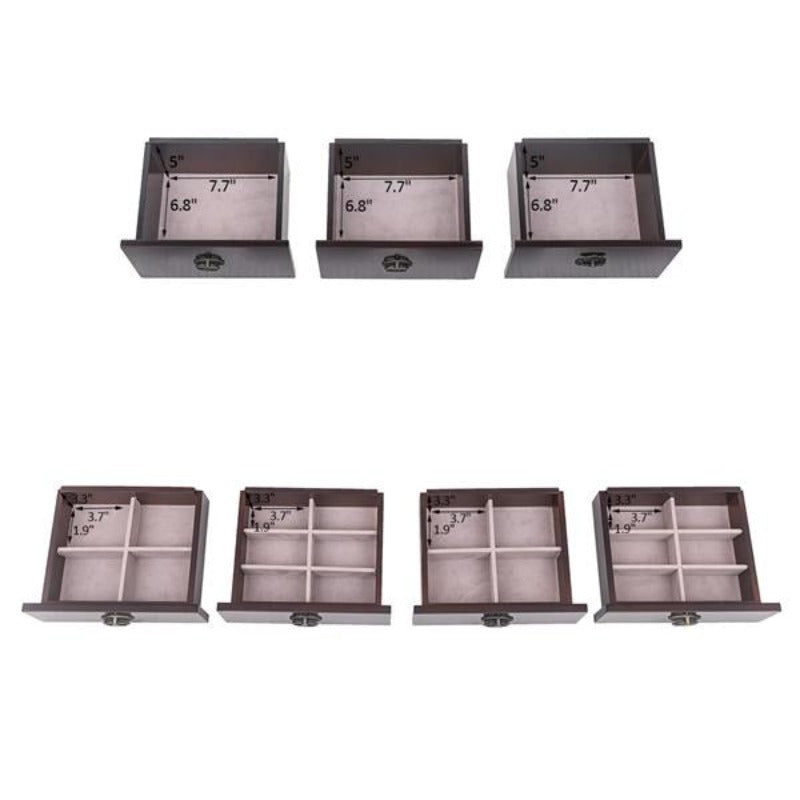 Large Standing Jewelry Cabinet Makeup Mirror and Top Divided Storage Organizer with 7 Drawers 2 Swing Doors 16 Necklace Hooks