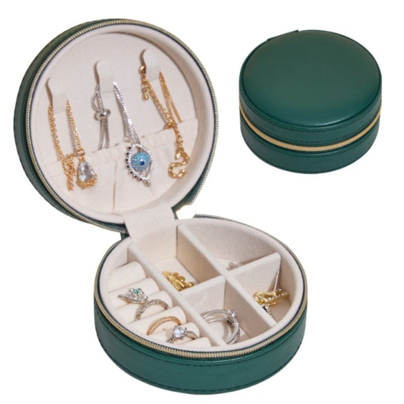 Portable Leather Jewelry Box Princess European Korean Simple Small Mini Earrings Rings Storage Case Hot Sell