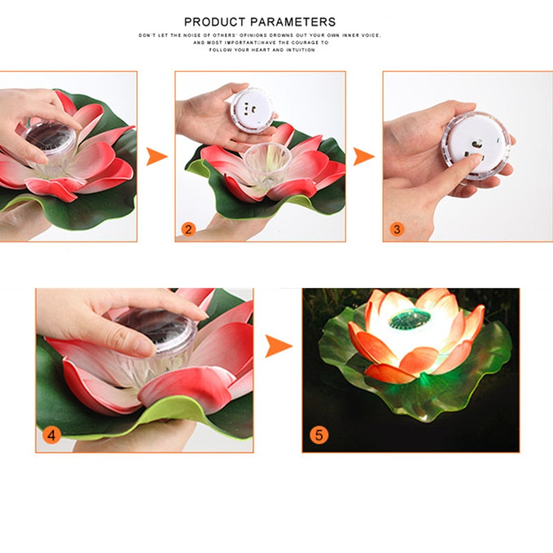Solar Powered LED Flower Light Artificial Lotus Shape Floating Fountain Pond Garden Pool Lamp Led Night Light Solar Pool Light