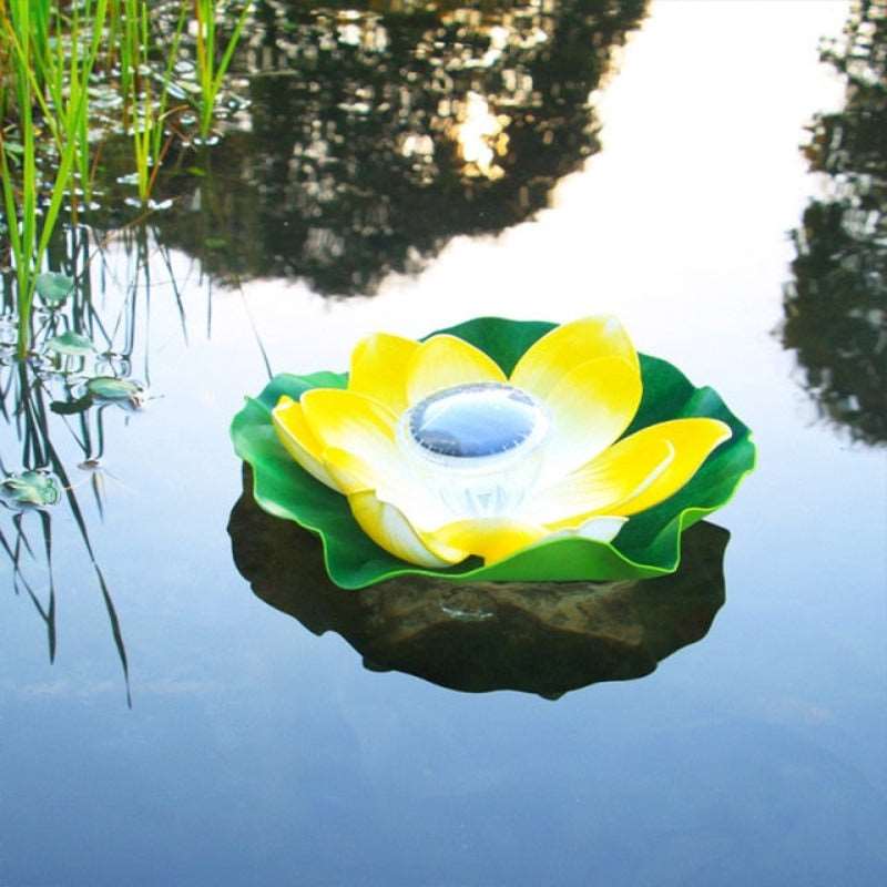 Solar Powered LED Flower Light  Artificial Lotus Shape Floating Fountain Pond Garden Pool Lamp Led Night Light Solar Pool Light