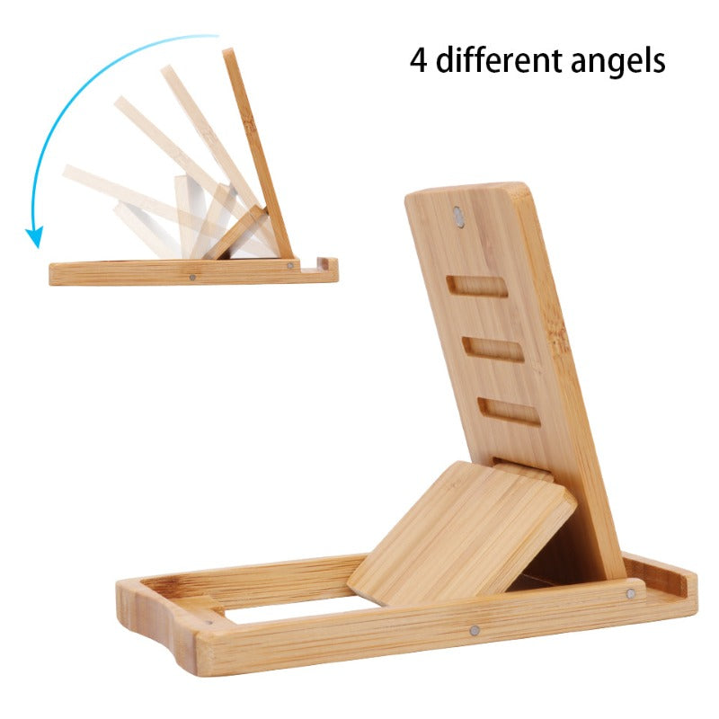 Bamboo Adjustable Tablet Phone Stand Multi-angle Foldable Holder for iPad/iPhone X 8 7 Plus/Sony/HTC