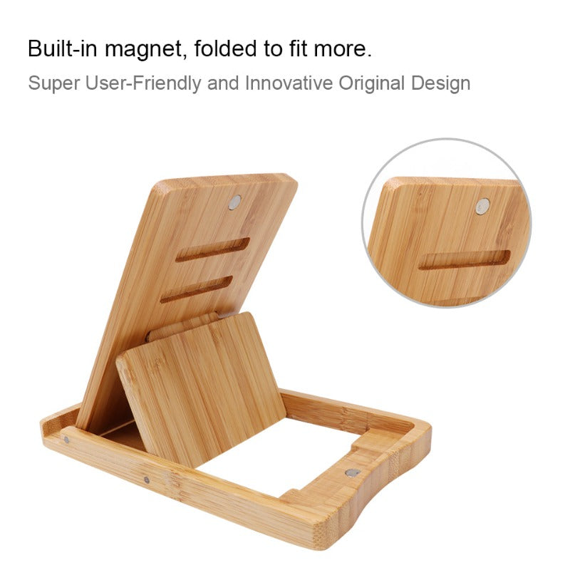 Bamboo Adjustable Tablet Phone Stand Multi-angle Foldable Holder for iPad/iPhone X 8 7 Plus/Sony/HTC