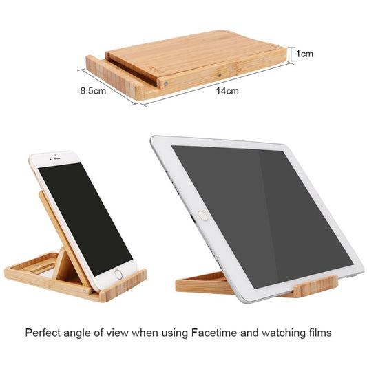 Bamboo Adjustable Tablet Phone Stand Multi-angle Foldable Holder for iPad/iPhone X 8 7 Plus/Sony/HTC