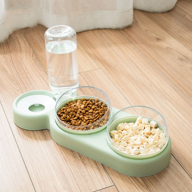 Pet double bowl, moisture-proof mouth, dual-use bowl, automatic cat feeder, automatic waterer, anti-dump dog bowl, cat bowl