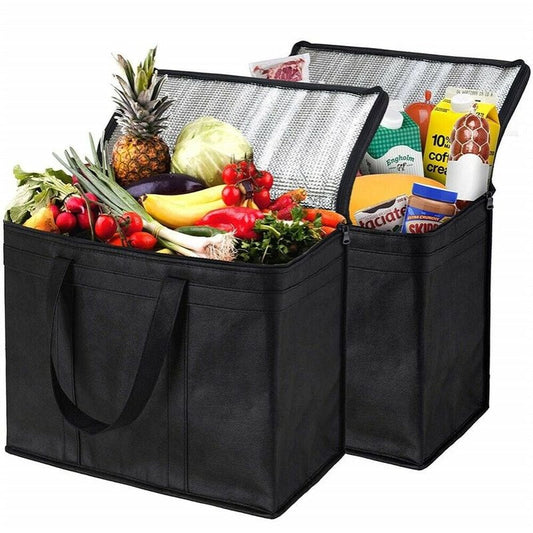 Portable Insulated Reusable Grocery Bag Thermal Cooler Food Picnic Bag Tote Bag Non-woven Kitchen Storage & Organization