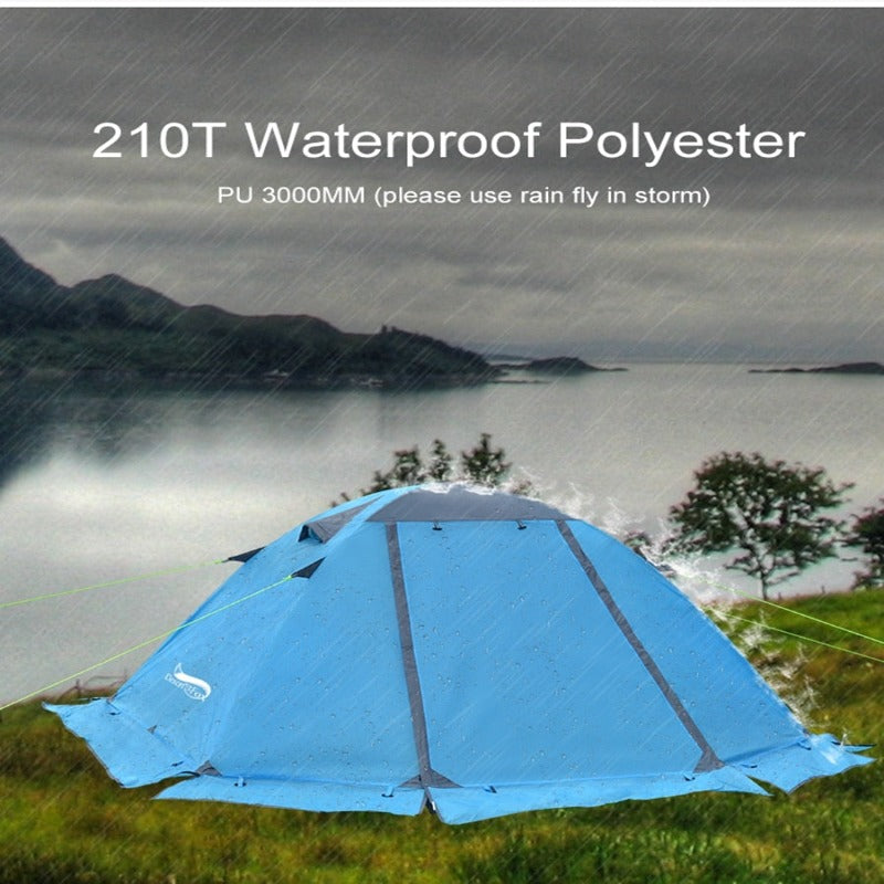 Separated Double Layer Winter Tourist Tent 2-3 Person 4 Season Rainproof Outdoor Family Camping Tent with Aluminum Pole
