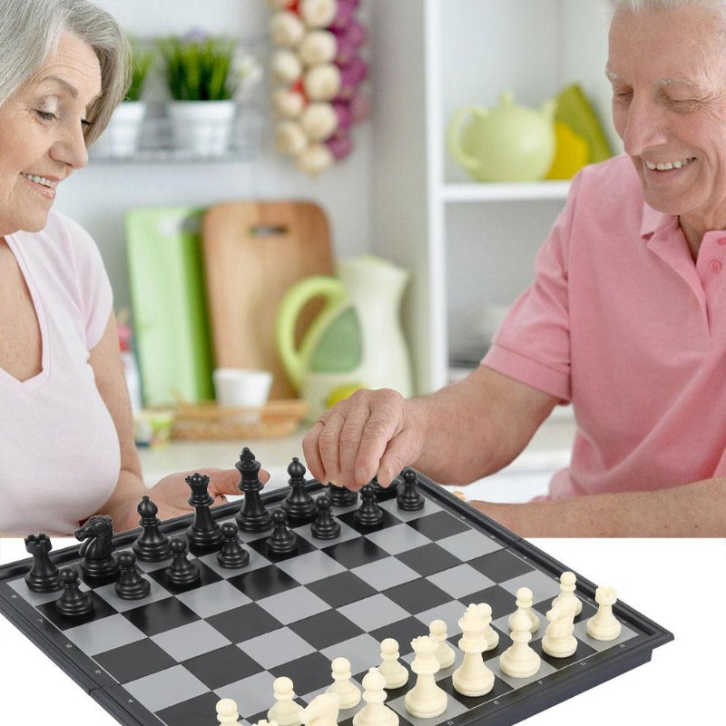 3-in-1 Magnetic Portable Chess/Checkers/Backgammon