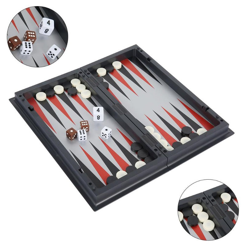 3-in-1 Magnetic Portable Chess/Checkers/Backgammon