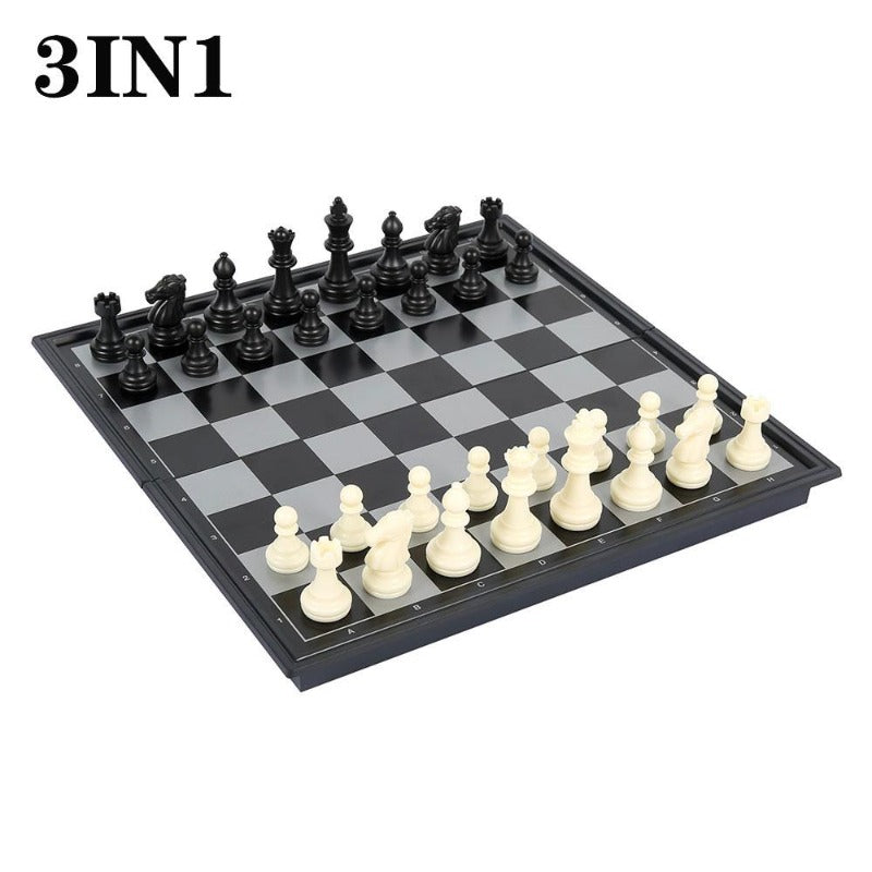 3-in-1 Magnetic Portable Chess/Checkers/Backgammon