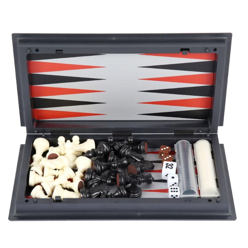 3-in-1 Magnetic Portable Chess/Checkers/Backgammon