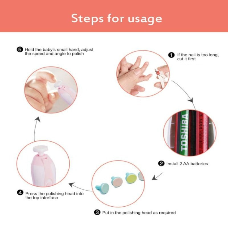 Baby Nail Trimmer Electric Baby Manicure Pedicure Nail Clippers Cutter Scissors Care Set New Born Baby Nail Clipper