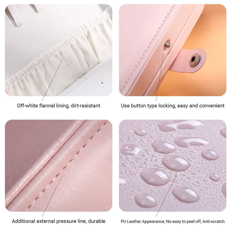 Korean Version Simple Style Portable Jewelry Storage Box High-end Exquisite Large Capacity Travel Jewelry Bag
