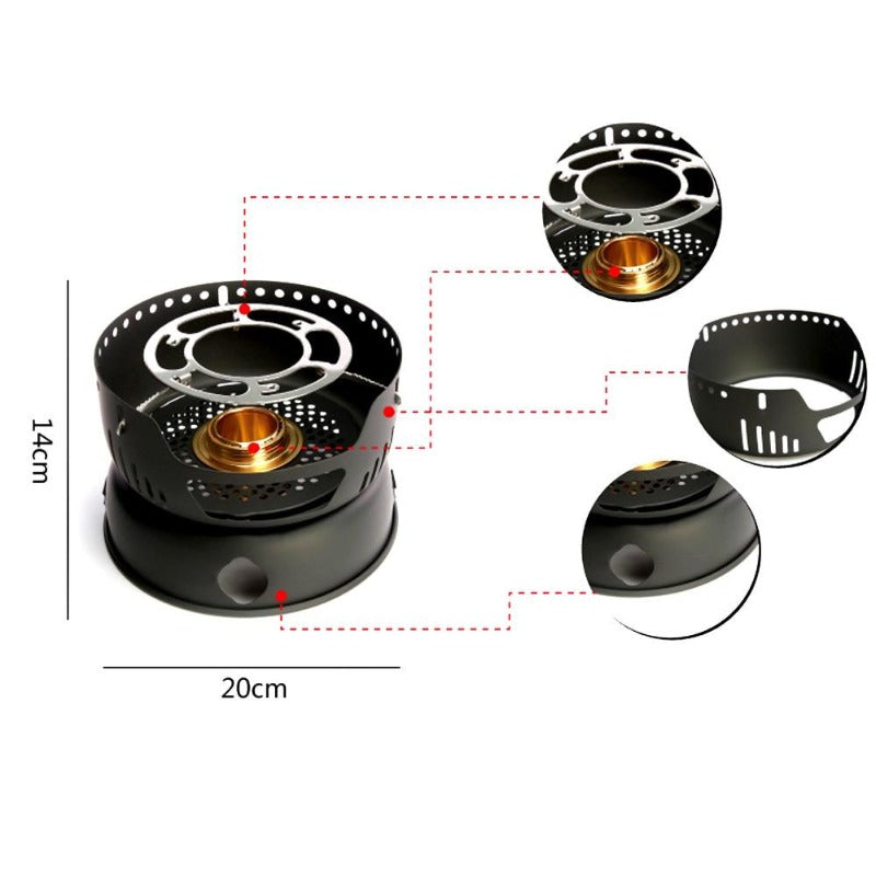 10 Pieces 1-2 People Portable Outdoor Cookware Camping Hiking Picnic Cooking Spirit Stove Alcohol Burner Pot