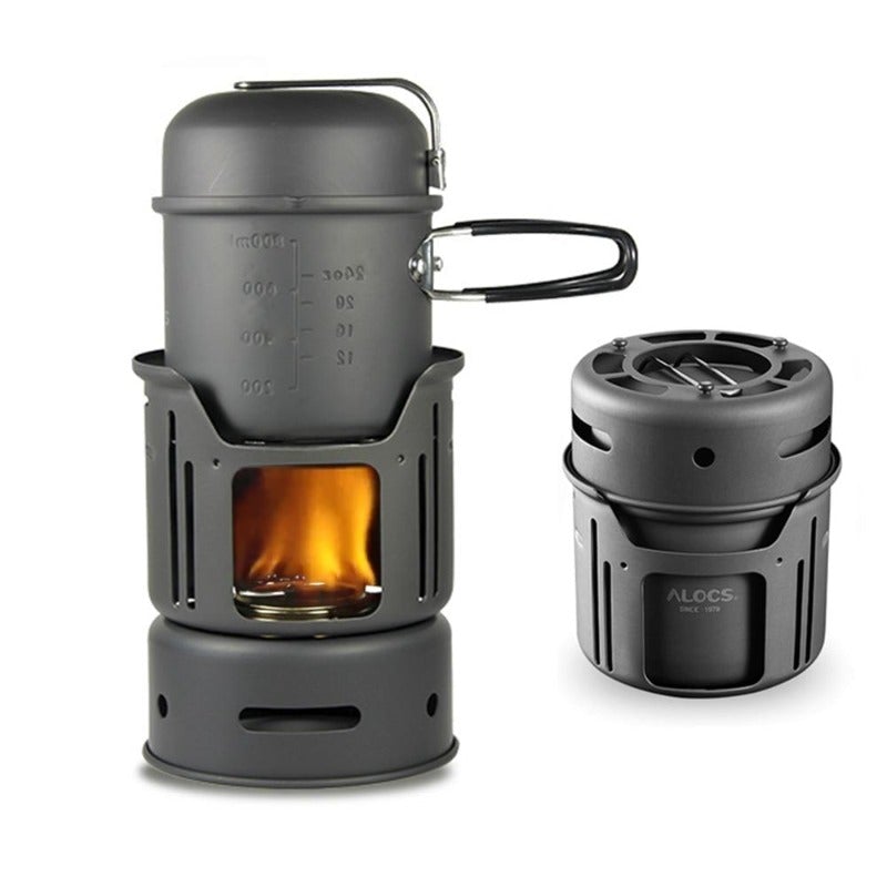 10 Pieces 1-2 People Portable Outdoor Cookware Camping Hiking Picnic Cooking Spirit Stove Alcohol Burner Pot