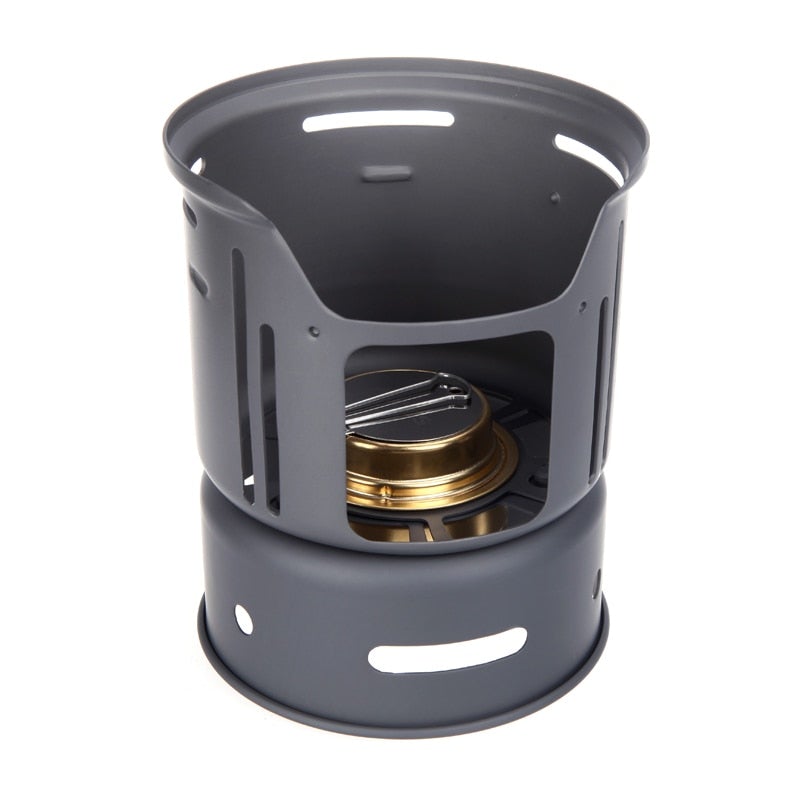 10 Pieces 1-2 People Portable Outdoor Cookware Camping Hiking Picnic Cooking Spirit Stove Alcohol Burner Pot