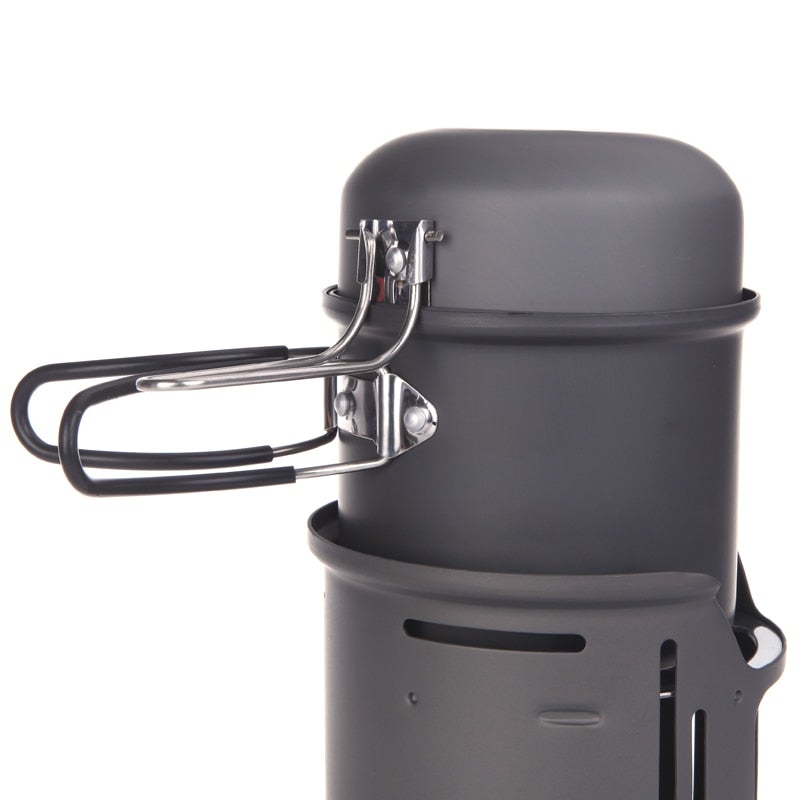 10 Pieces 1-2 People Portable Outdoor Cookware Camping Hiking Picnic Cooking Spirit Stove Alcohol Burner Pot