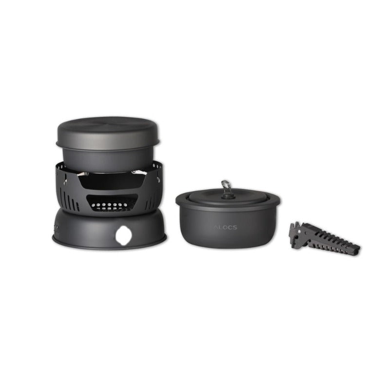 10 Pieces 1-2 People Portable Outdoor Cookware Camping Hiking Picnic Cooking Spirit Stove Alcohol Burner Pot