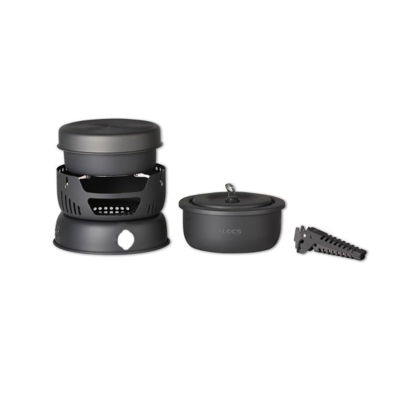 10 Pieces 1-2 People Portable Outdoor Cookware Camping Hiking Picnic Cooking Spirit Stove Alcohol Burner Pot