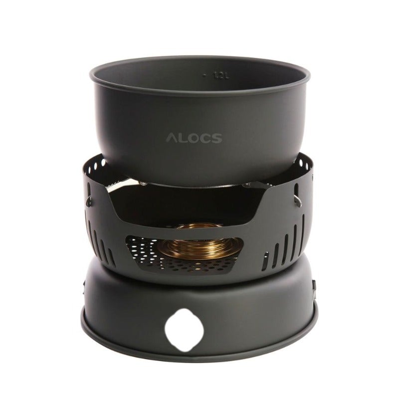 10 Pieces 1-2 People Portable Outdoor Cookware Camping Hiking Picnic Cooking Spirit Stove Alcohol Burner Pot