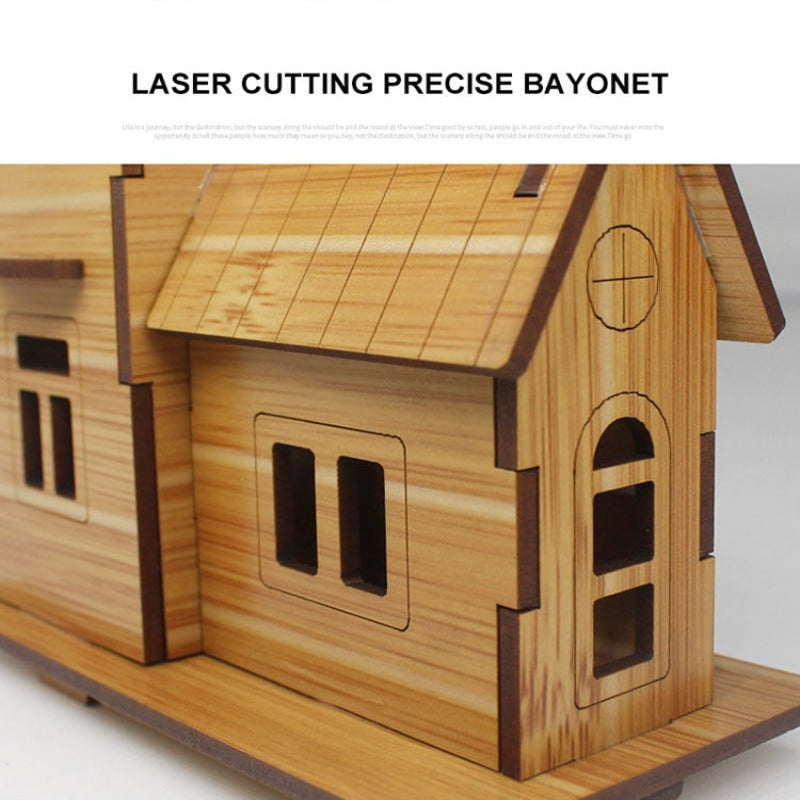 3D Wooden Puzzle Coffee House Model Kit Laser Cutting Assembling House Kids Toy Wooden Kit Handmade Mechanical for Kids