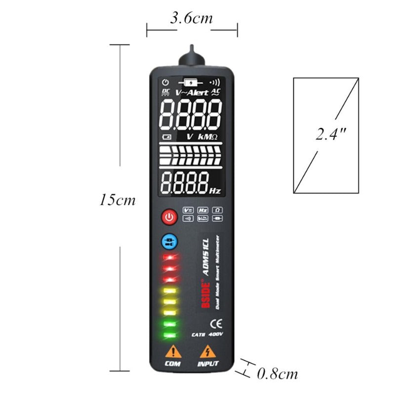 Voltage Detector Tester 2.4"LCD Non contact Live wire Indicator Electric Pen Voltmeter Multimeter NCV Continuity Hz Test