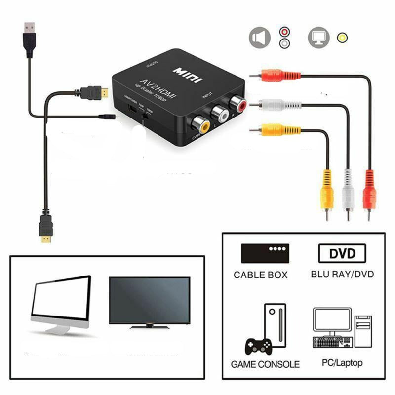 HDMI to RCA Converter, AV to HDMI Converter, CVBS to HD Composite Adapter, AV to HDMI Audio Converter, HDMI to AV Video Converter