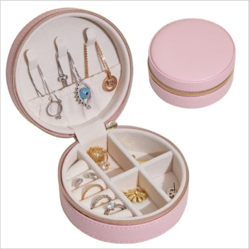 Portable Leather Jewelry Box Princess European Korean Simple Small Mini Earrings Rings Storage Case Hot Sell