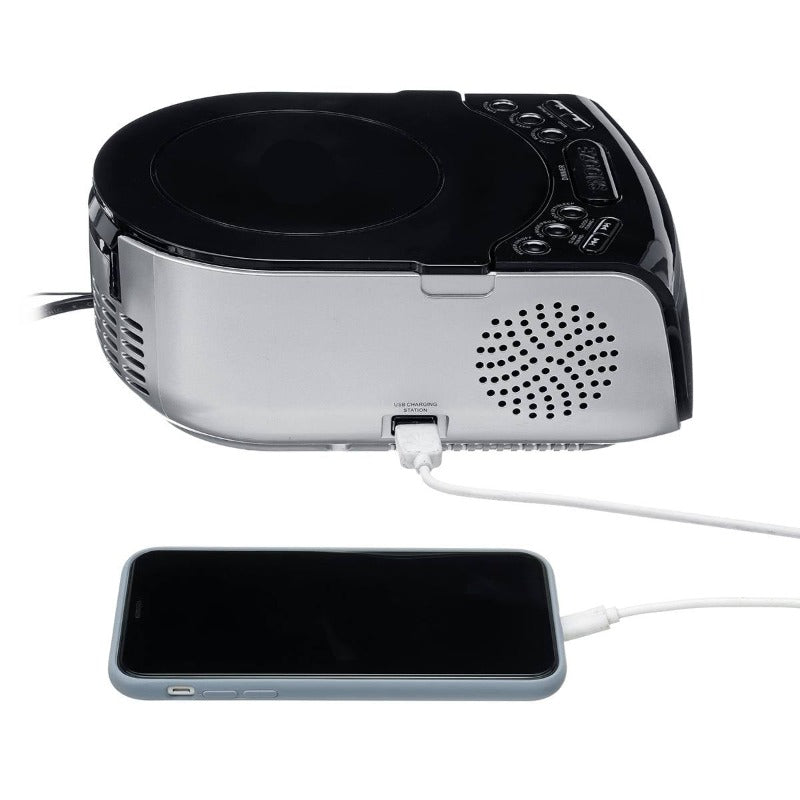 Portable Home Audio CD Player FM Radio Built-In HiFi Speakers With LCD Screen Display FM Radio Support Timing Boot & Alarm Clock