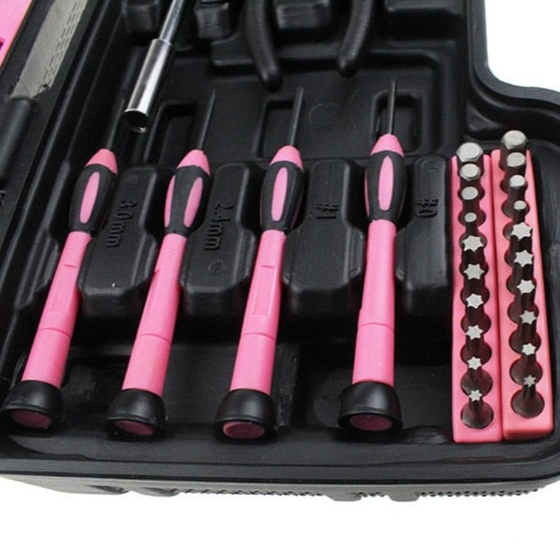 39 Pieces Pink Ladies Tool Set 45# Carbon Steel Household Tools PE Blow Molded Box Color Multi-Specification knife hand tools