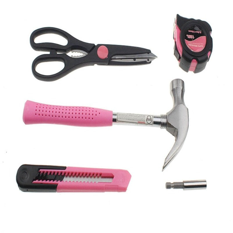 39 Pieces Pink Ladies Tool Set 45# Carbon Steel Household Tools PE Blow Molded Box Color Multi-Specification knife hand tools