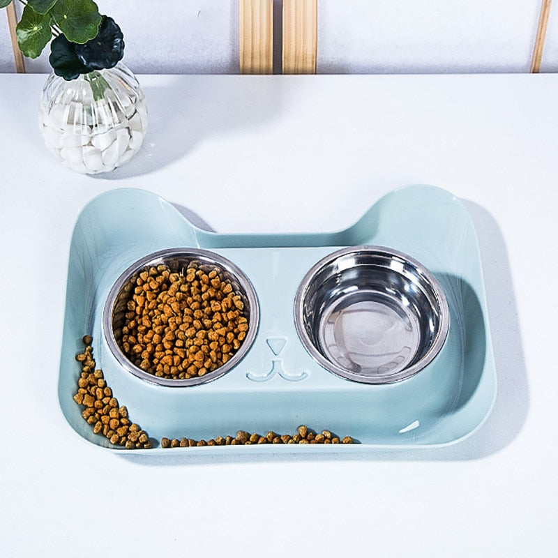 Cute Cat Bowl Pet Bowls Dog Food Double Bowl Pet Cat Water Elevated Feeder