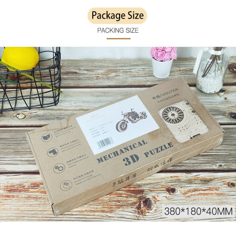 Wooden Motorcycle Mechanical Puzzles 3d Assemble Building Construction Blocks Models Craft Kits for Adults Diy Punk Autobikes