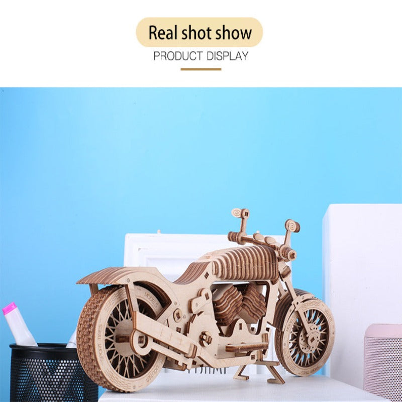 Wooden Motorcycle Mechanical Puzzles 3d Assemble Building Construction Blocks Models Craft Kits for Adults Diy Punk Autobikes