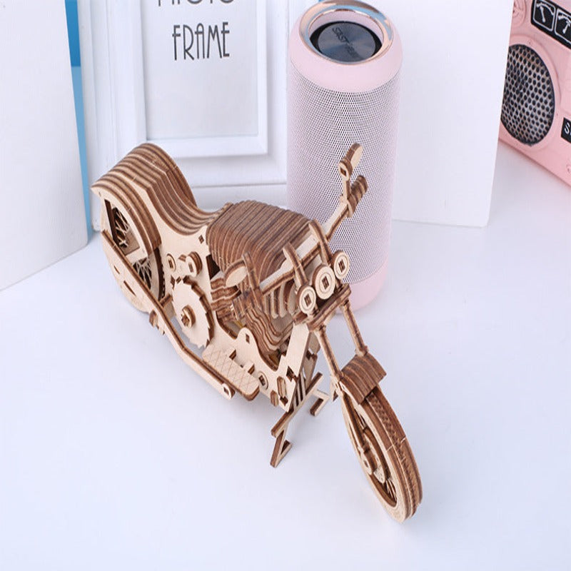 Wooden Motorcycle Mechanical Puzzles 3d Assemble Building Construction Blocks Models Craft Kits for Adults Diy Punk Autobikes