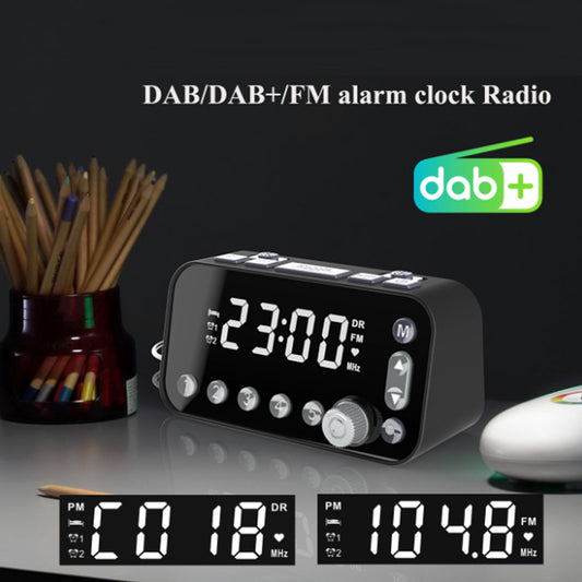 Digital Alarm Clock DAB/FM Radio Backup Dual Alarm Settings Jumbo Screen Display Electronic Desktop Clock with Snooze Function