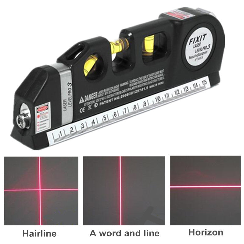 Laser Level Horizon Vertical Measure 8FT Aligner Standard and Metric Rulers Multipurpose Measure