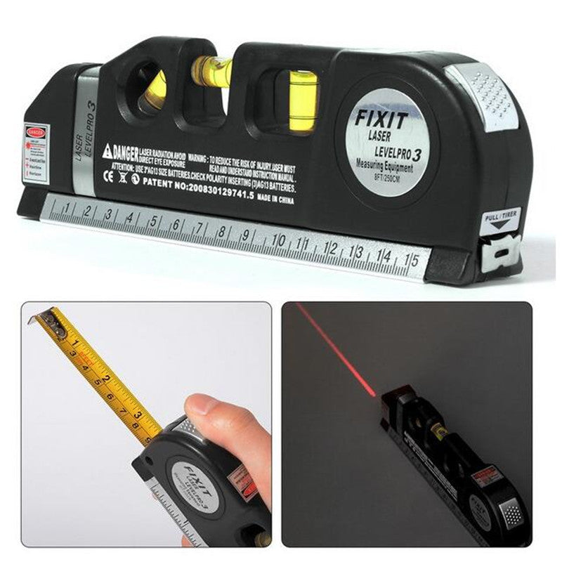 Laser Level Horizon Vertical Measure 8FT Aligner Standard and Metric Rulers Multipurpose Measure