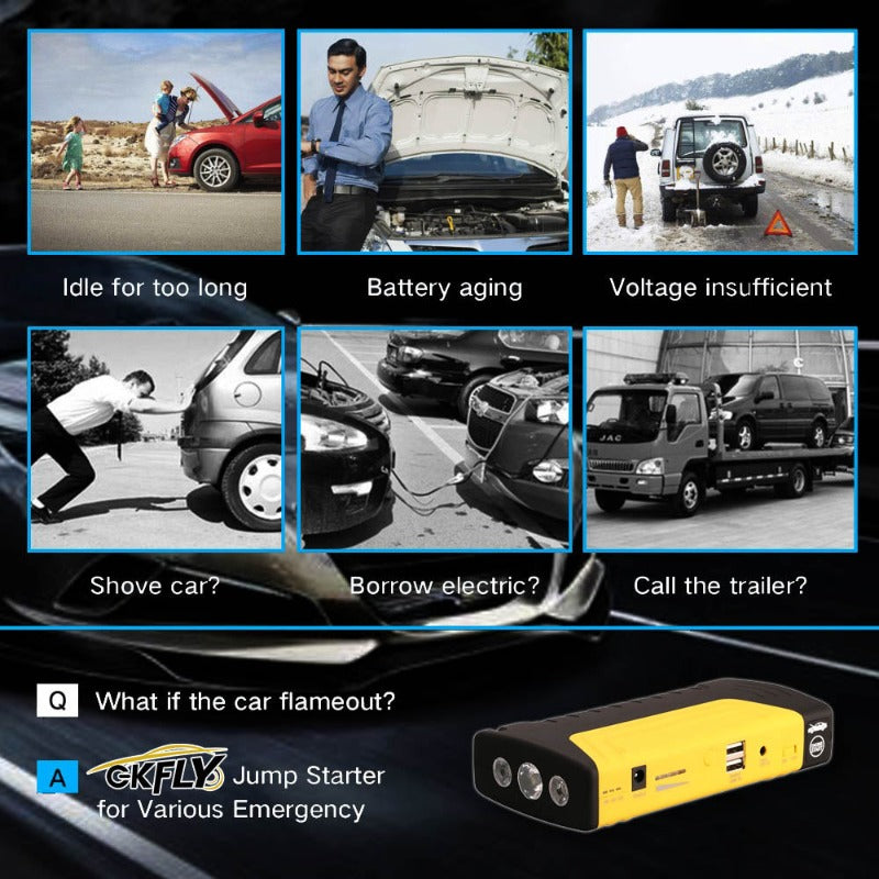 Jump Starter Multifunction Portable Power Bank 12V Car Battery Booster Emergency Starting Device Cables LED Flashlights Extra 2% Off