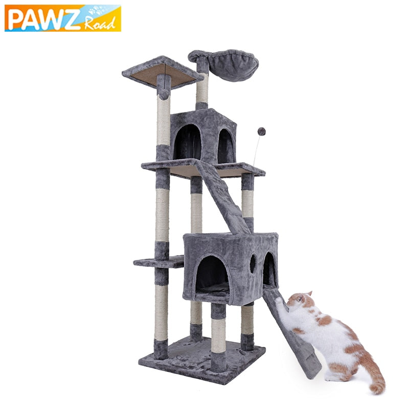 Luxury Multi-layer Cat Condo Bed House For Cat Durable Sisal Scratching Post Cat Tree With Hammock Cat Furniture