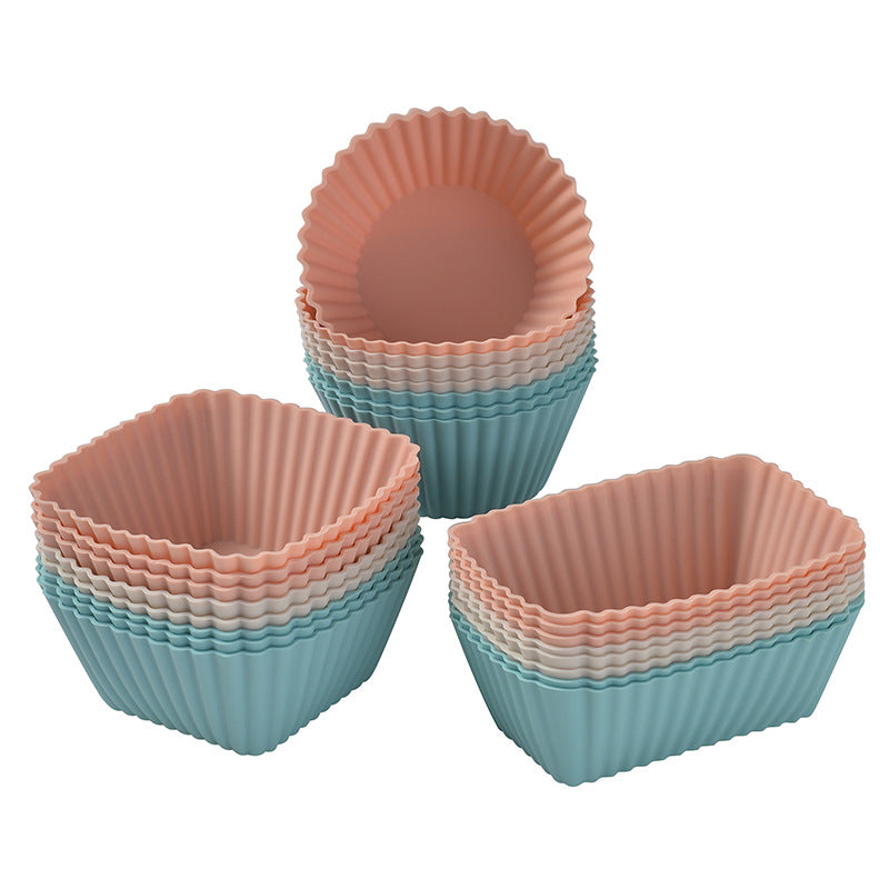 Silicone Muffin Cup Baking Square Round Square Thick Cake Mold Set 