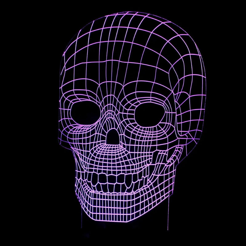 Purple grid skull design on a black background